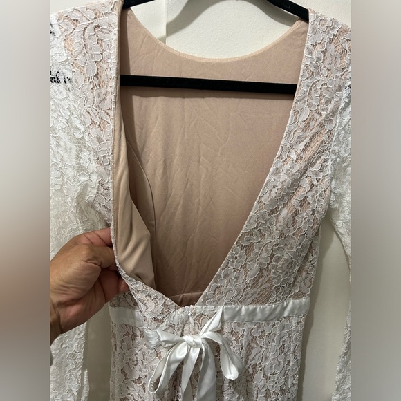 NWT RIHOAS The White Lace Long Sleeve Backless Maxi Dress Sz S - Picture 14 of 16